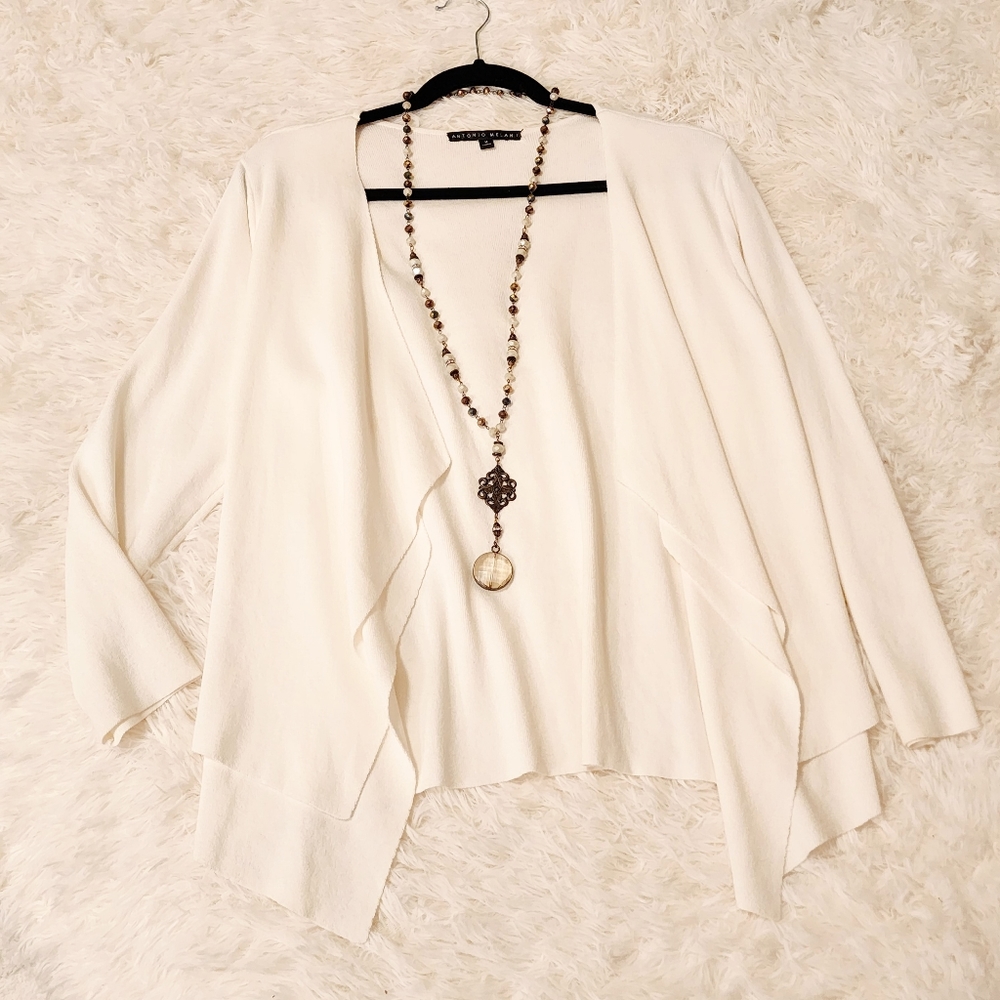 ANTONIO MELANI Women's Open Front Cardigan White Size Medium